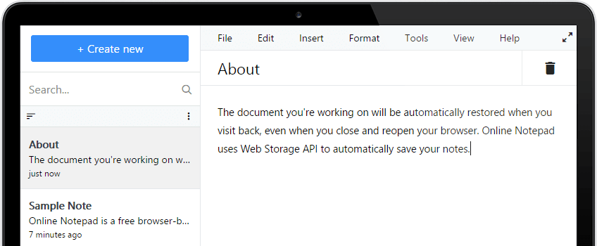 Sifiseo Online Notepad Screenshot